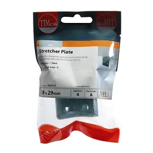 Timco - Stretcher Plates - Zinc (Size 38 x 25 x 29 - 4 Pieces)