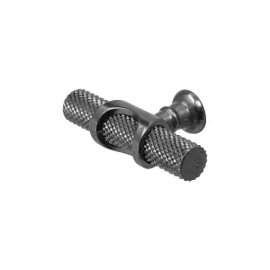 DecorAndDecor - AMELIA Polished Nickel Black Knurled T-Bar Kitchen Cabinet Pull Knob Handles - Pair