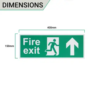 EAI - Fire Exit Sign Arrow Man Up 400x150mm Self Adh Semi Rigid PVC