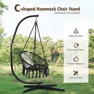 Costway Large Heavy Duty C-stand Hanging Swing Egg Chair Hammock Frame W/ X Base 150KG