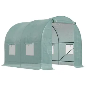 Outsunny Polytunnel Greenhouse Outdoor Grow House Roll Up Door Windows 2x2.5m