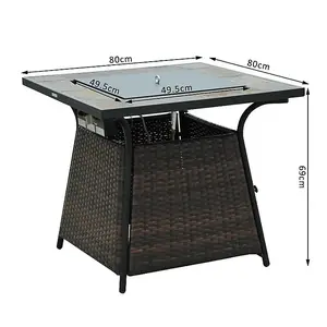 Outdoor Square Rattan Outdoor Table with Heat Burner Heater