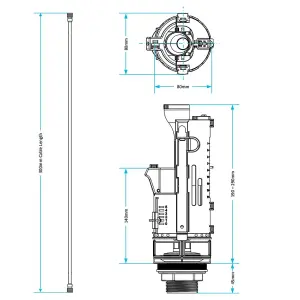 SPARES2GO Universal Dual Flush Toilet Valve 1.5" 2" WC Cistern Push Button Lever Handle Kit