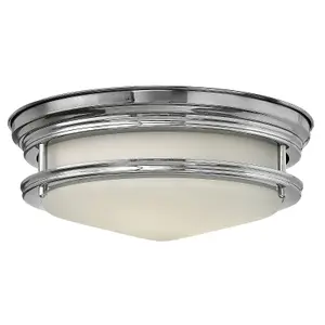 2 Bulb Flush Light Low Ceiling Opaque Glass Banded Polished Chrome LED G9 3.5W