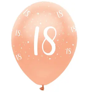 Creative Party Latex All-Over Print 18th Balloons (Pack of 6) Rose Gold (One Size)