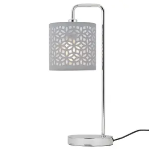 First Choice Lighting Set of 2 Grey Laser Cut 15.5cm Table Lamp Shades