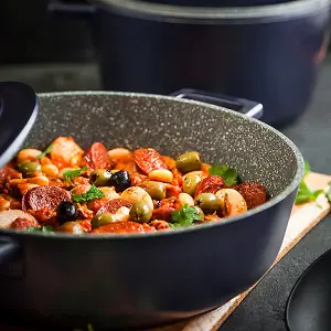 MasterClass Cast Aluminium 28cm Shallow Casserole Dish, Metallic Blue