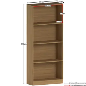 Ronald Bookcase Oak / 140 cm H x 60 cm W