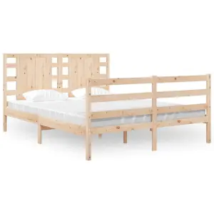 Berkfield Bed Frame Solid Wood Pine 135x190 cm 4FT6 Double