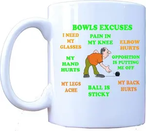 Bowls Excuses, Funny Novelty 11Oz Tea/Coffee Mug, Birthday, Gift, Fathers Day