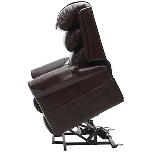 Dual Motor Rise and Recline Armchair - Waterfall Pillow - Chestnut PU Leather