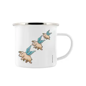 Grindstore Flying Pigs Enamel Mug White (One Size)