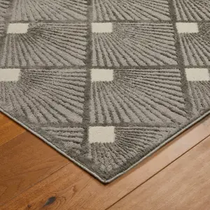 Modern Geometric Easy to Clean Grey Rug for Dining Room & Living Room-80cm X 150cm