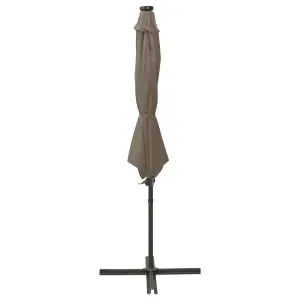 Berkfield Cantilever Umbrella with Pole and LED Lights Taupe 300 cm