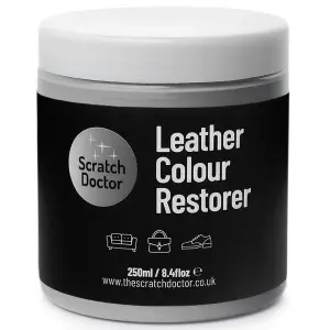 Scratch Doctor Leather Colour Restorer, Recolouring Balm for faded and worn leather 250ml Light Grey