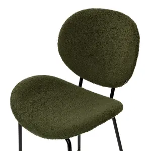 Set of 2 Bar Chairs LUANA Boucle Dark Green