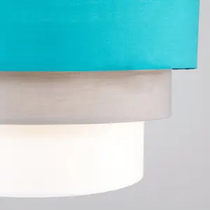 ValueLights Aztec 3 Tier Modern Teal Fabric Ceiling Pendant Light Shade