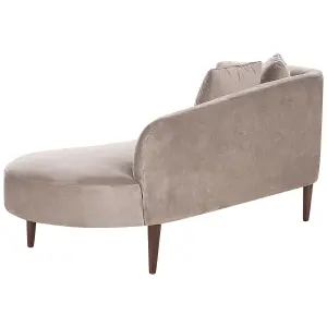 Left Hand Velvet Chaise Lounge Taupe CHAUMONT