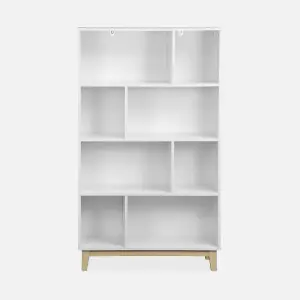 sweeek. 4-shelf scandi-style bookcase Floki White 80x30x138 cm