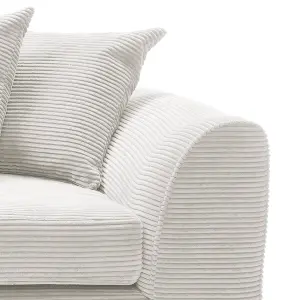 Jumbo White Cord 2 Seater Sofa for Living Room with Thick Luxury Deep Filled Cushioning