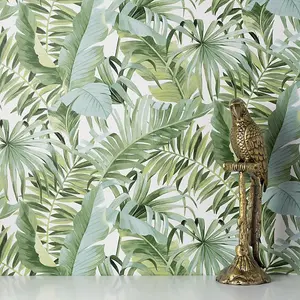 Maui Leaf Wallpaper Green Fine Decor FD42850