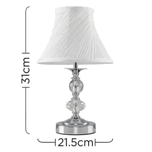 ValueLights Jaigier Modern Polished Chrome Touch Table Lamp with White Pleated Shade