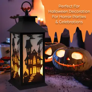 Global Gizmos LED Light Halloween Decoration / Flickering Candle Lantern Effect / 6 Hour Timer / Hanging Hook