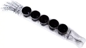 5Pcs Halloween Skeleton Arm Shot Glasses - Black Stand, Spooky Party Tableware