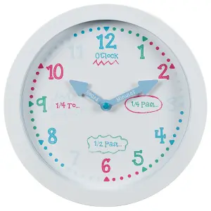 Children's Bedroom Nursery Learn To Tell The Time Clock Easy to Read Boy Girl 357609 - White