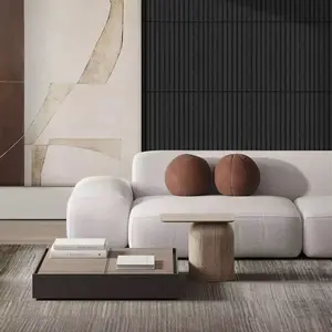 Acoustic Wall Paneling Wood Veneer Slatted 3D Panels for Home Décor - 60cm (L) x 60cm (W) x 2.1cm (D) (Black Oak - 4 Pack)