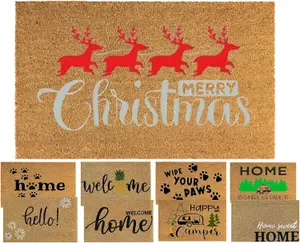 Coir Door Mat 60x40cm Non-Slip Absorbent Indoor/Outdoor Eco-Friendly-Ideal for Door Entrance-Large Size Washable (XMASS)