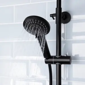 Bristan Divine Matt Black Wall-mounted Thermostatic Mixer Multi head shower