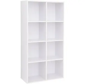 VASAGLE Shelving Unit, Bookcase, 8-Compartment Wooden Storage Unit, Floor-Standing Organizer, White