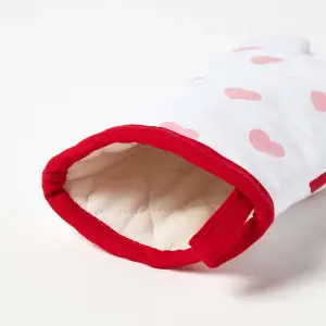 Homescapes Red Hearts Cotton Oven Glove