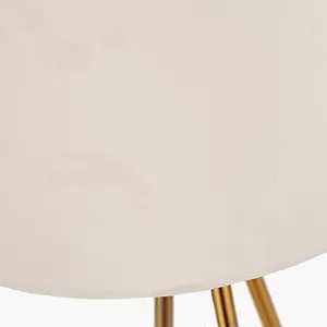 Brass Metal Tripod Table Lamp With Cream Velvet Shade