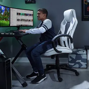 X-Rocker Maverick Gaming Chair PC Home Office Swivel PC Gaming Seat - WHITE / BLACK