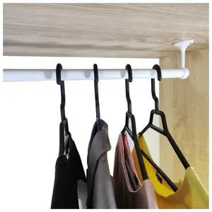 Suspended Round Wardrobe Rail Hanging Tube Pipe White Set With End Brackets