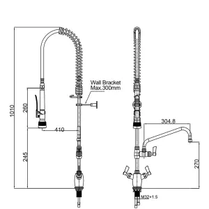 Hommix Udine Tall Commercial Restaurant  Kitchen Pre-Rinse Spray Tap