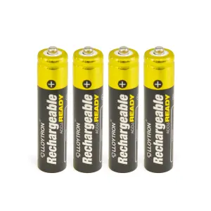 LLOYTRON NiMH Rechargeable AccuReady Batteries, AAA Size/550mAh/Ready to Use/4 Pack