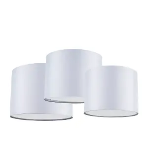 ValueLights Torbery 3 Pack Modern Grey Drum Pendant Ceiling Light Shades with Diffusers