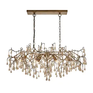 Luminosa Rimini Pendant Ceiling Light Aged Gold Paint, Champagne Lustre Glass