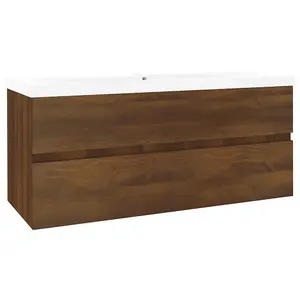 Berkfield Sink Cabinet with Built-in Basin Brown Oak Engineered Wood