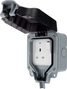 BG 13A Grey 1 gang Outdoor Weatherproof switched socket