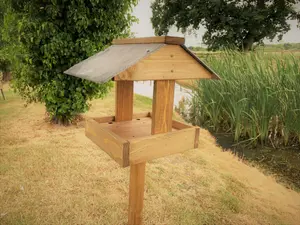 Wooden Bird Table Slate Roof Wild Garden Feeding Station READY MADE