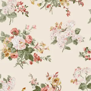 Laura Ashley Rosemore Pale sable Floral Smooth Wallpaper