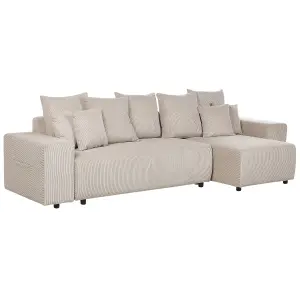 Corner Sofa LUSPA Taupe Corduroy Left Hand