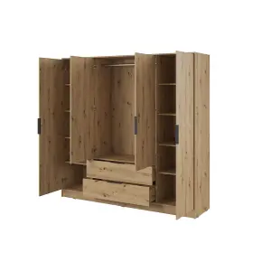 Rustic Oak Artisan Kelly Wardrobe: 206cm of Natural Charm for Spacious Interiors