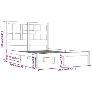 Berkfield Bed Frame Black Solid Wood Pine 140x190 cm