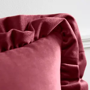 Catherine Lansfield So Soft Velvet Touch Double Frill 43x43 cm Cushion Raspberry