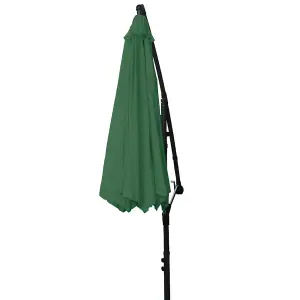 SunDaze 3M Green Cantilever Garden Banana Parasol with Adjustable Crank Patio Shade